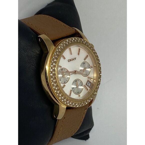 DKNY NY-8432 Women\'s Brown Leather Analog Dial Quartz Genuine Wrist Watch VK259 main image 4